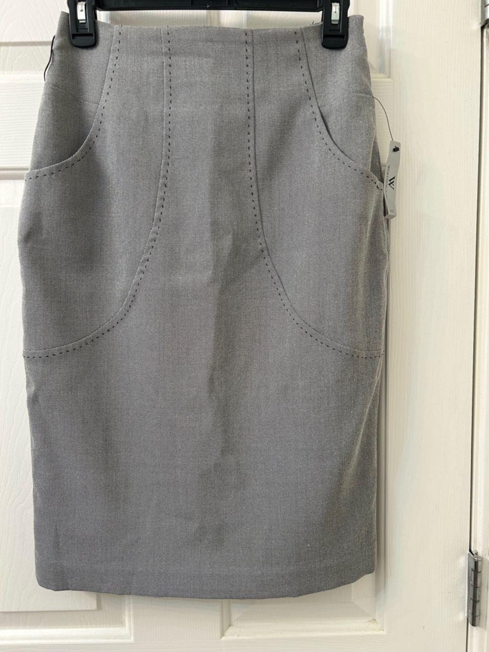 Worthington Gray Pencil Skirt with Curved Seam Detail
